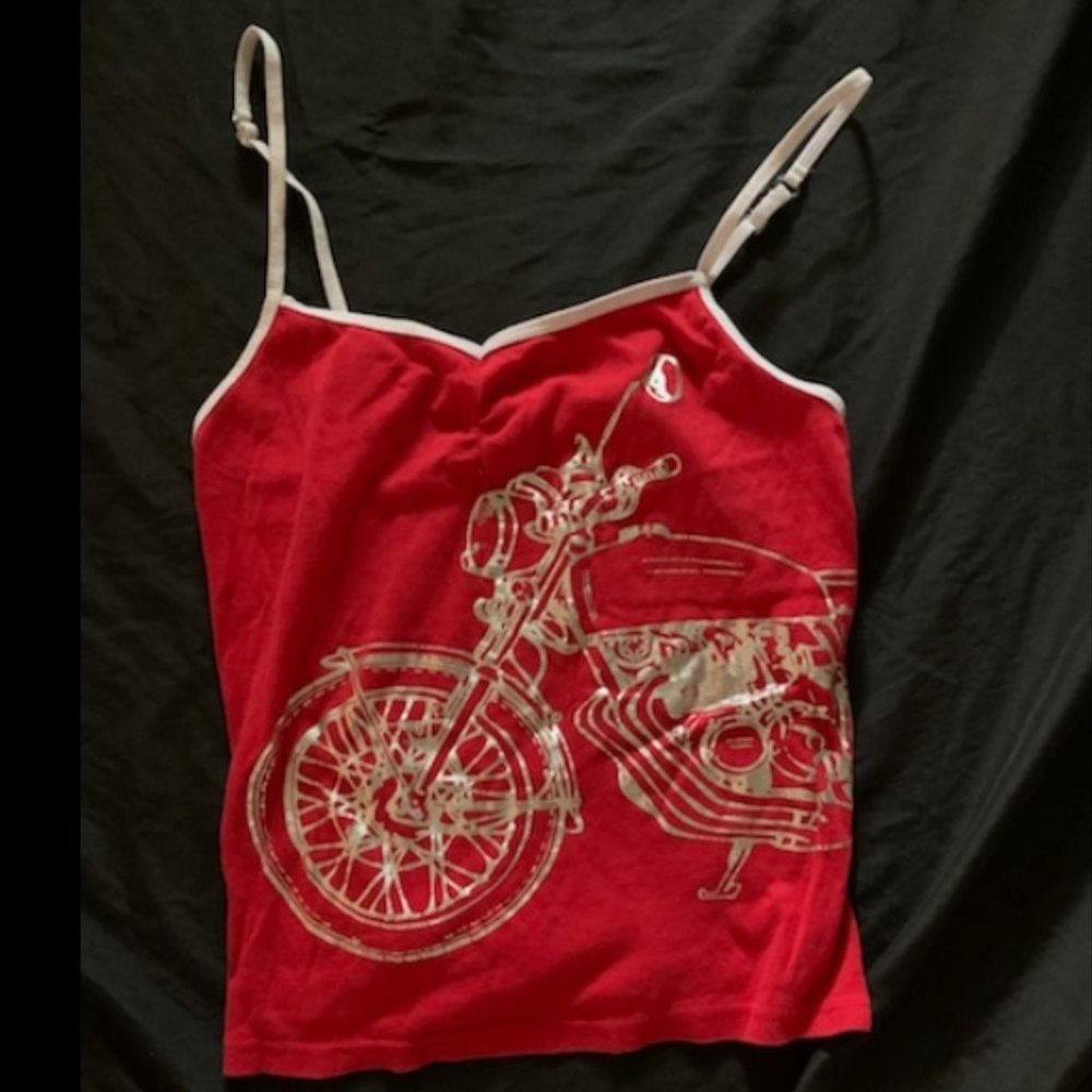 Vintage Motorcycle Spaghetti Strap Shirt